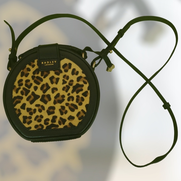 Radley London Round Leopard Crossbody Bag - Black and Tan - Picture 1 of 4